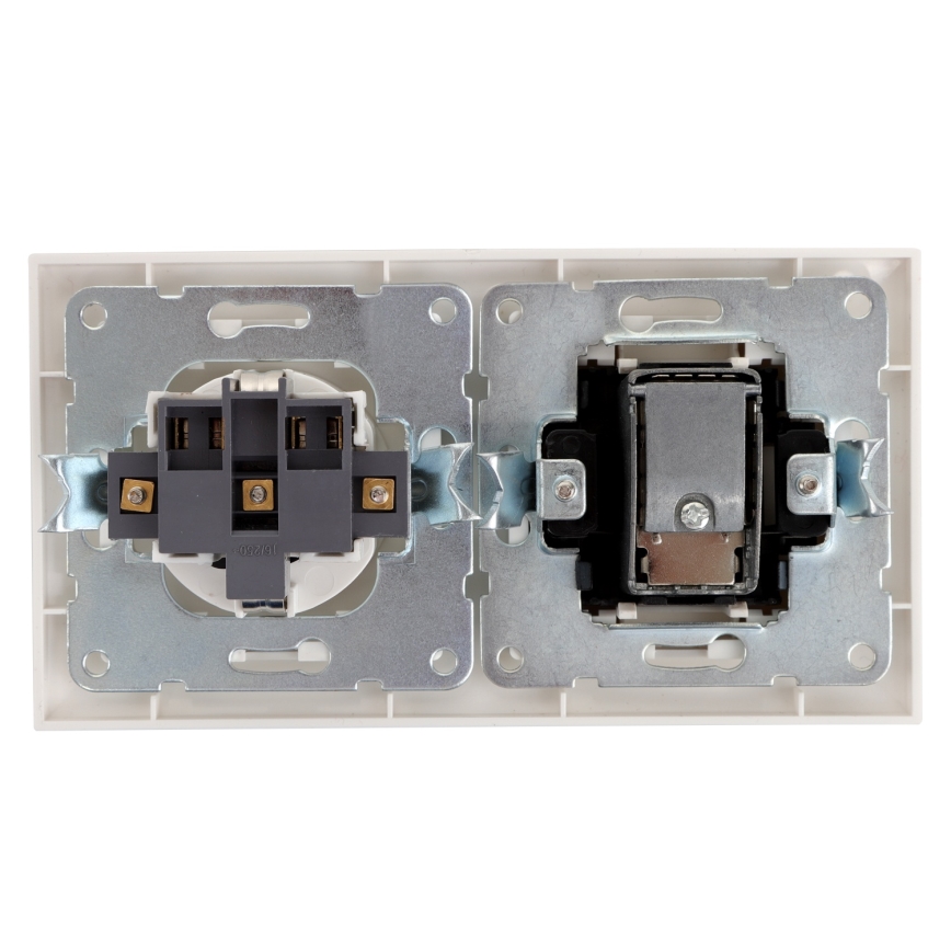 Aigostar - Tomada de TV e tomada SCHUKO 230 V com moldura, branca