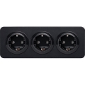 Aigostar - Tomada doméstica com moldura, 3x SCHUKO, 250V/16A, preta