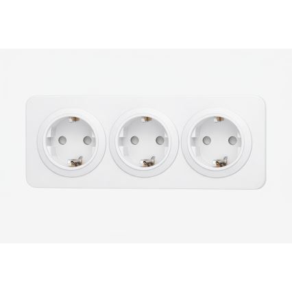 Aigostar - Tomada doméstica com moldura SCHUKO 3Z 250V/16A branca