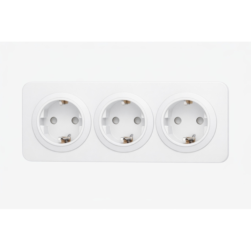 Aigostar - Tomada doméstica com moldura SCHUKO 3Z 250V/16A branca