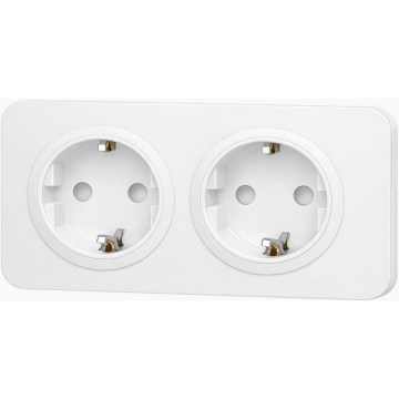 Aigostar - Tomada doméstica dupla SCHUKO com moldura 250V/16A branca