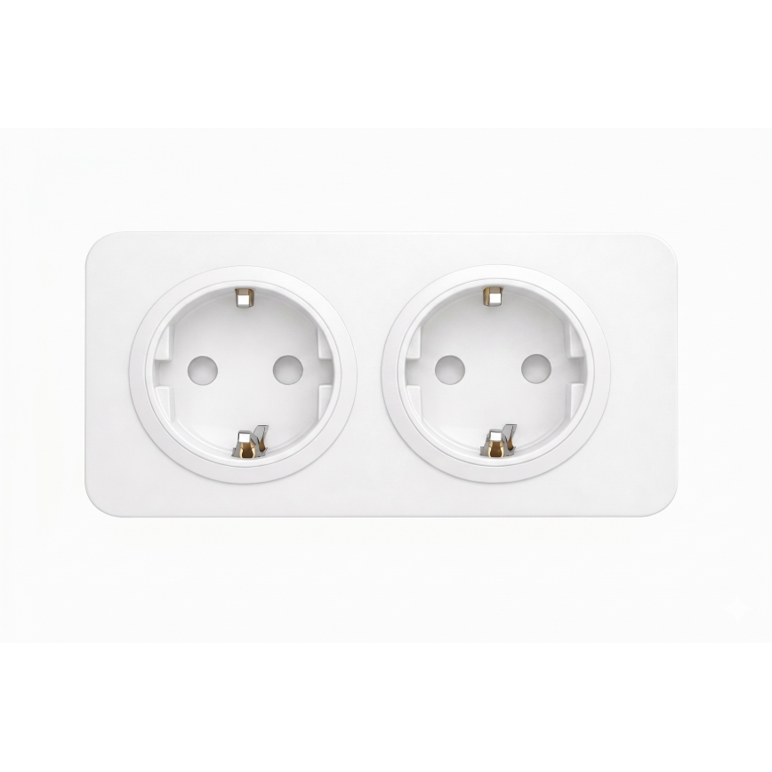 Aigostar - Tomada doméstica dupla SCHUKO com moldura 250V/16A branca