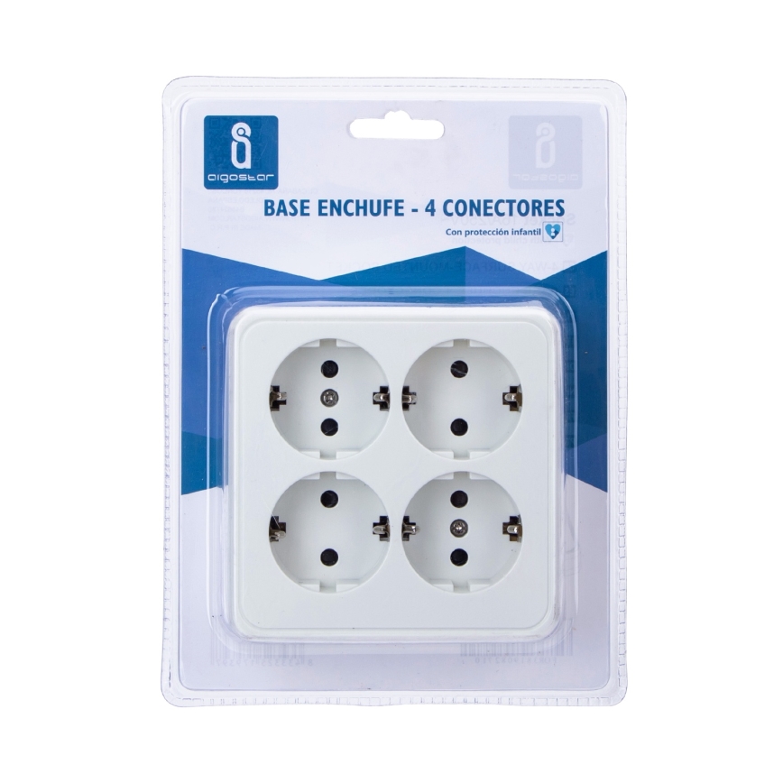 Aigostar - Tomada doméstica SCHUKO, 4 saídas, 250 V / 16 A