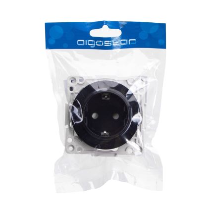 Aigostar - Tomada doméstica sem moldura SCHUKO 250V/16A preta