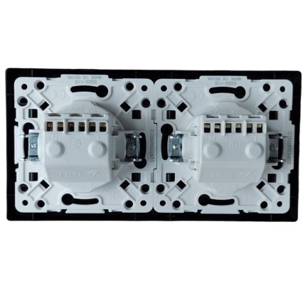 Aigostar - Tomada dupla doméstica com moldura SCHUKO 230V/16A preta