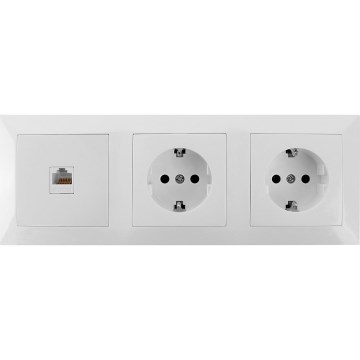 Aigostar - Tomada Ethernet e 2x tomadas SCHUKO com moldura branca