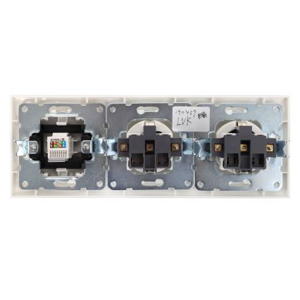 Aigostar - Tomada Ethernet e 2x tomadas SCHUKO com moldura branca
