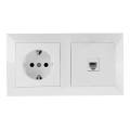 Aigostar - Tomada Ethernet e tomada SCHUKO com moldura, branca
