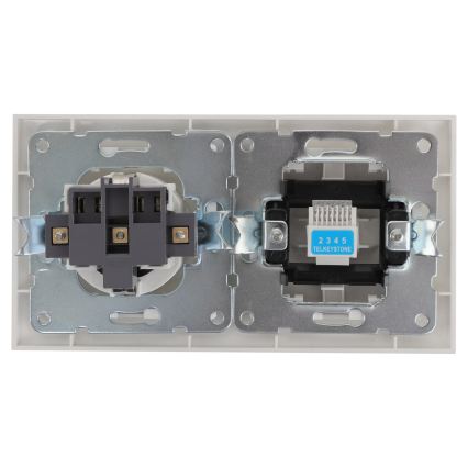 Aigostar - Tomada Ethernet e tomada SCHUKO com moldura, branca