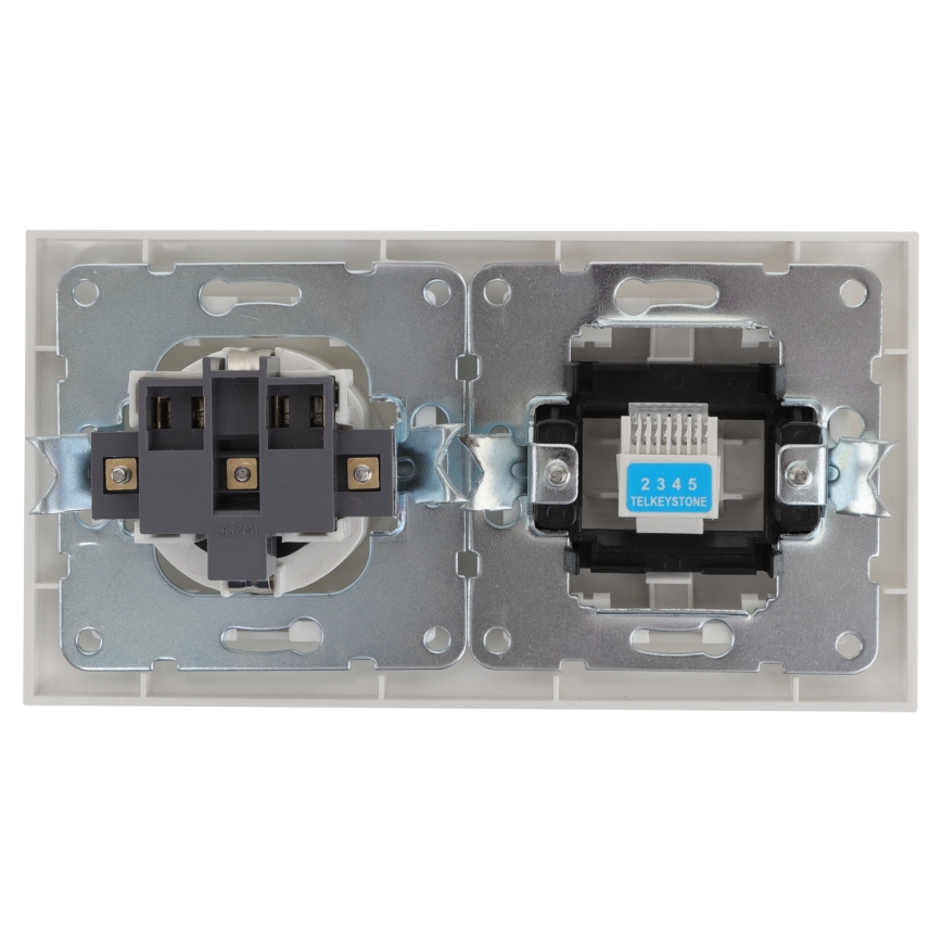 Aigostar - Tomada Ethernet e tomada SCHUKO com moldura, branca