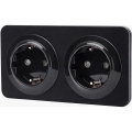 Aigostar - Tomada residencial com moldura, 2x SCHUKO 250V/16A, preta