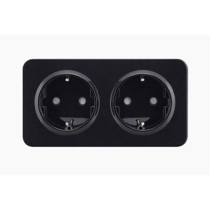 Aigostar - Tomada residencial com moldura, 2x SCHUKO 250V/16A, preta
