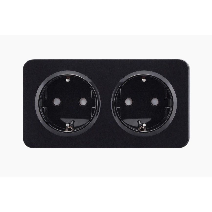 Aigostar - Tomada residencial com moldura, 2x SCHUKO 250V/16A, preta