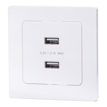 Aigostar - tomada USB com moldura 2x USB-A branca