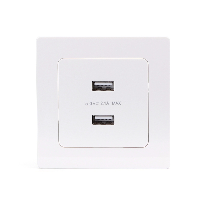 Aigostar - tomada USB com moldura 2x USB-A branca