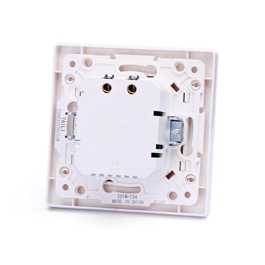 Aigostar - tomada USB com moldura 2x USB-A branca