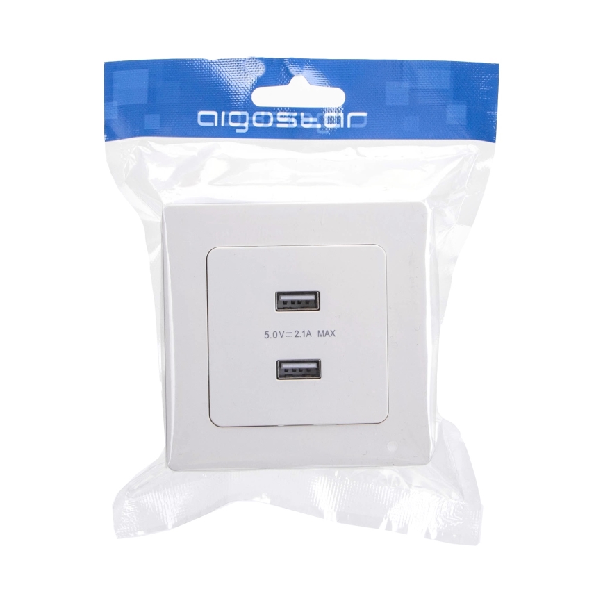 Aigostar - tomada USB com moldura 2x USB-A branca