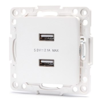 Aigostar - Tomada USB sem moldura, 2x USB-A, branca
