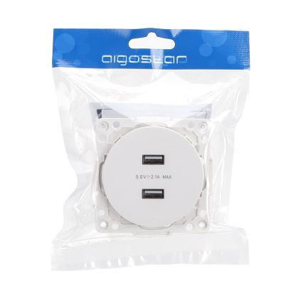 Aigostar - Tomada USB sem moldura, 2x USB-A, branca