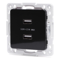 Aigostar - tomada USB sem moldura 2x USB-A preta