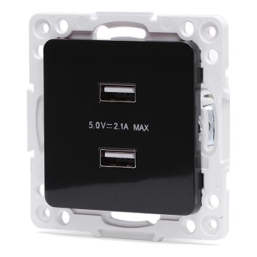 Aigostar - tomada USB sem moldura 2x USB-A preta