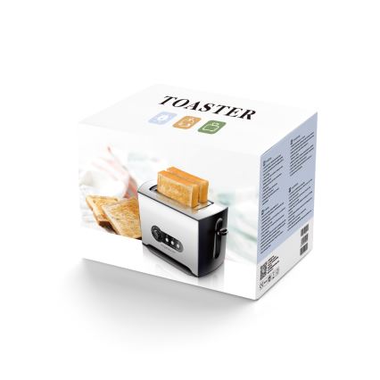 Aigostar - Torradeira com 2 espaços 900W/230V cromado mate