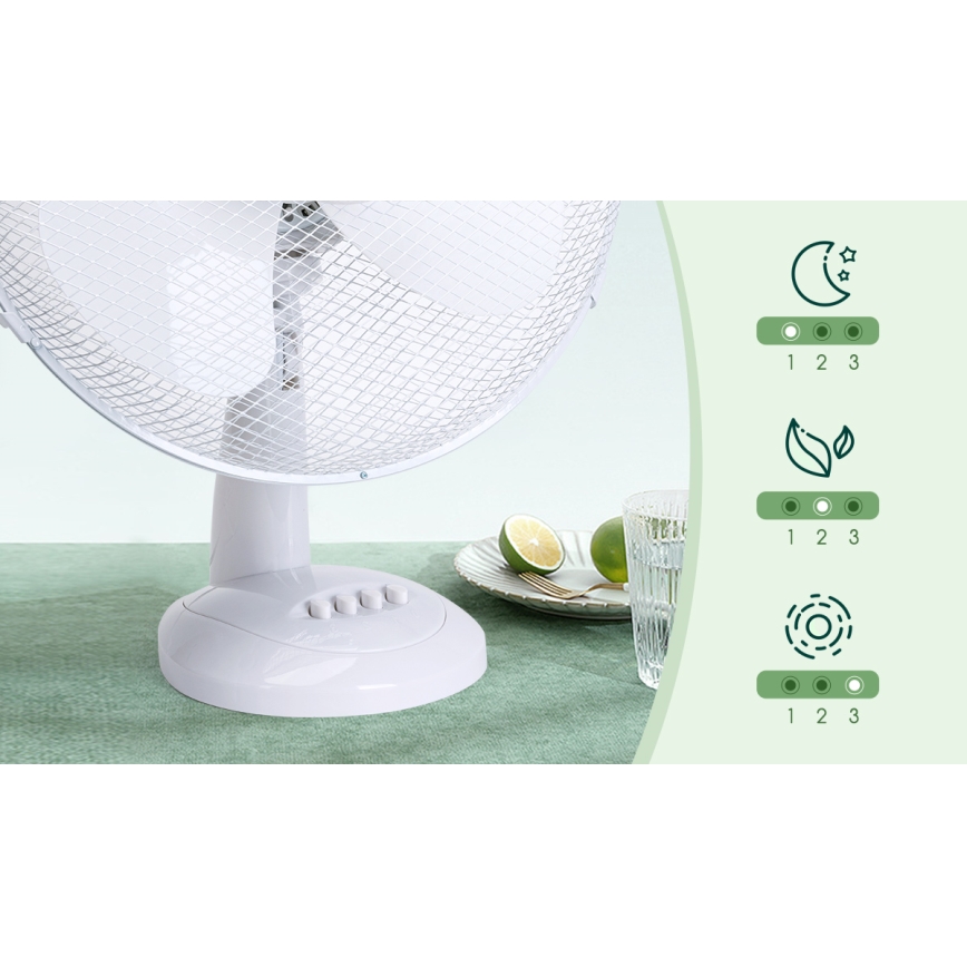Aigostar - Ventilador de mesa 50W/230V branco
