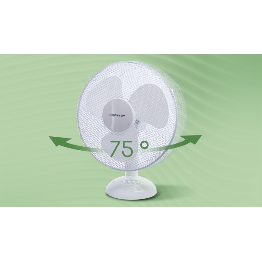 Aigostar - Ventilador de mesa 50W/230V branco