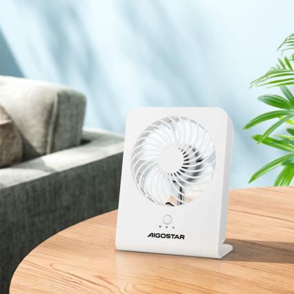 Aigostar - Ventilador de mesa 5W/5V branco