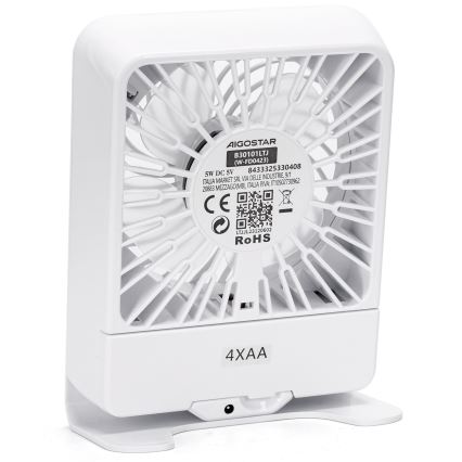 Aigostar - Ventilador de mesa 5W/5V branco