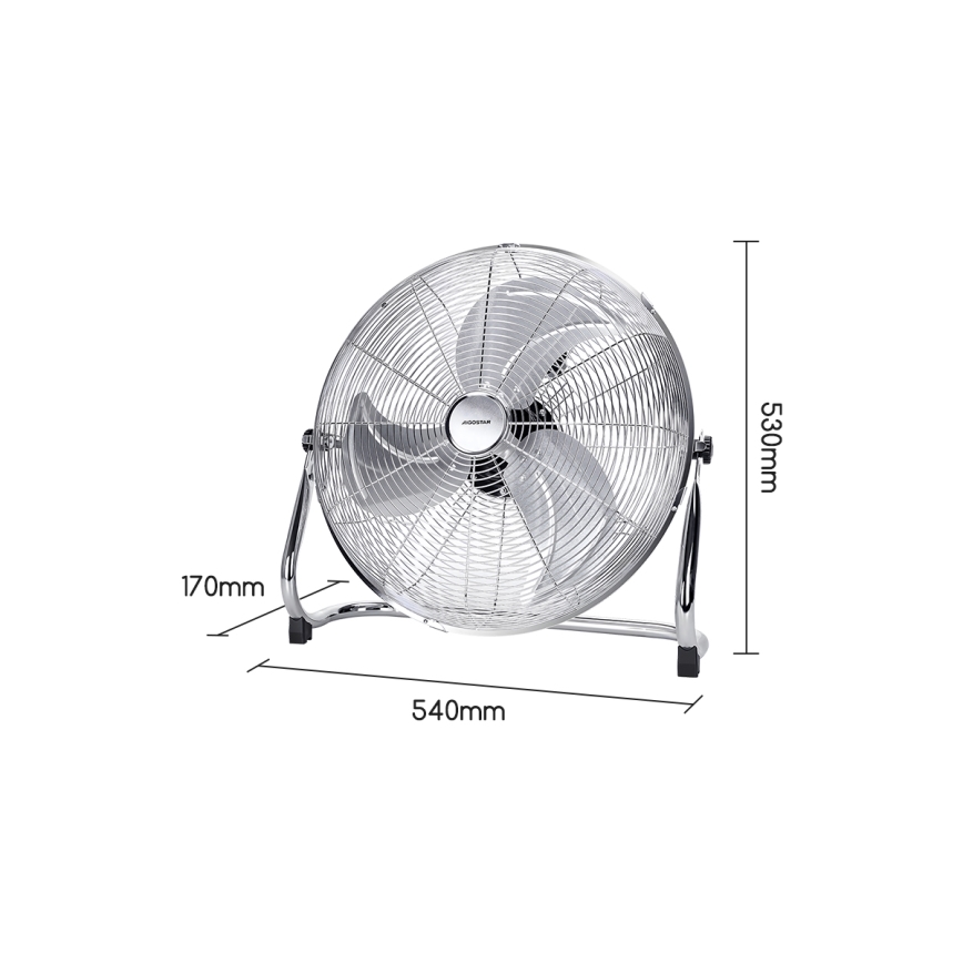 Aigostar - Ventilador de pé 100W/230V Ø 54 cm cromado brilhante