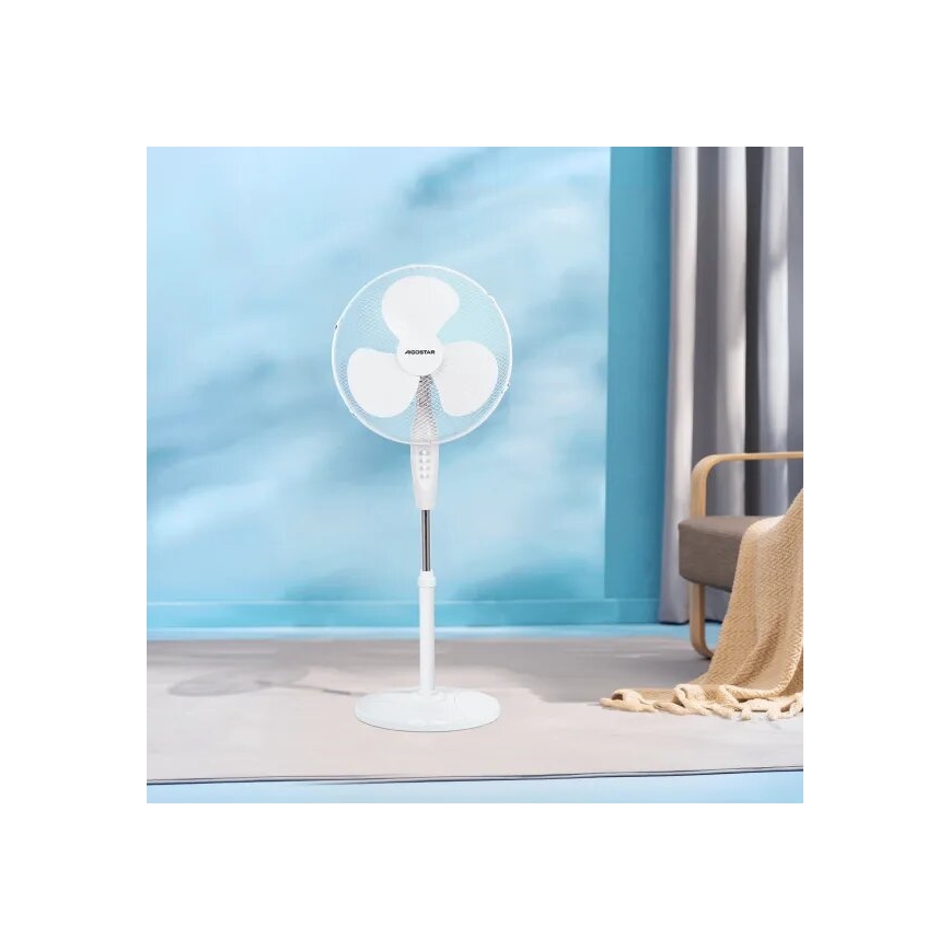Aigostar - Ventilador de pé 40W/230V 123 cm branco