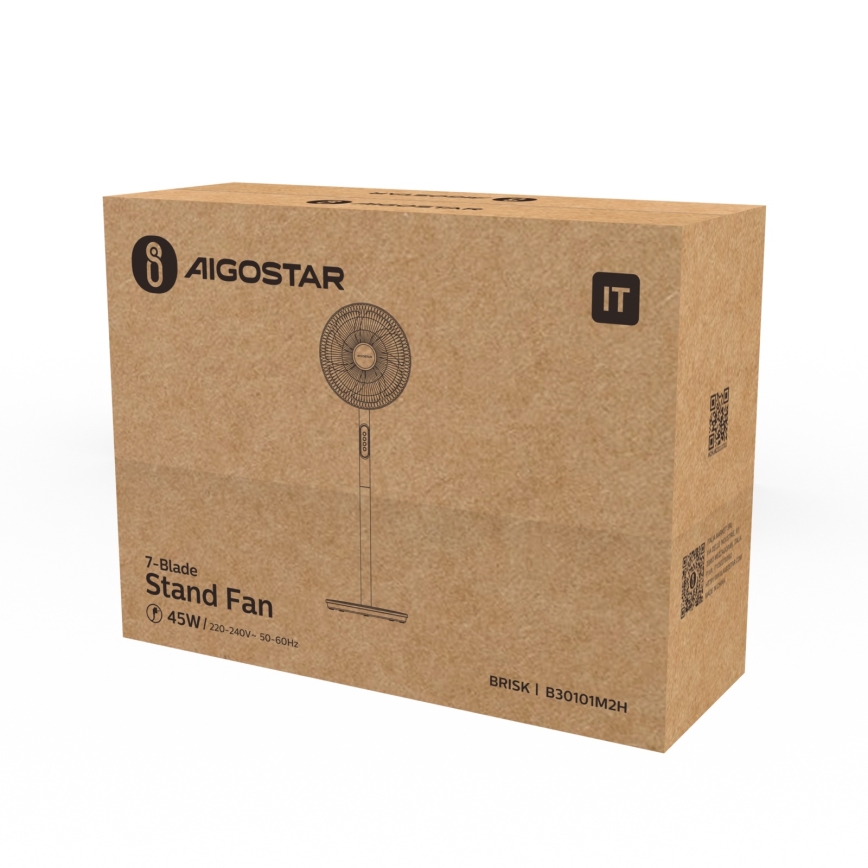 Aigostar - Ventilador de pé 45W/230V 110 cm branco