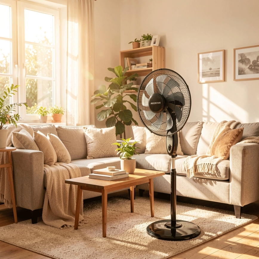 Aigostar - Ventilador de pé 60W/230V 130 cm preto + controlo remoto