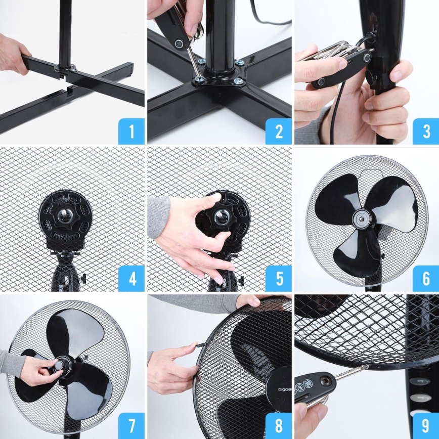 Aigostar - Ventilador de pie 40W/230V 120 cm negro