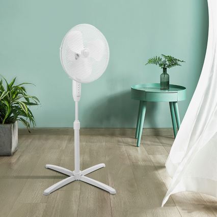 Aigostar - Ventilador de pedestal 45W/230V 120 cm branco