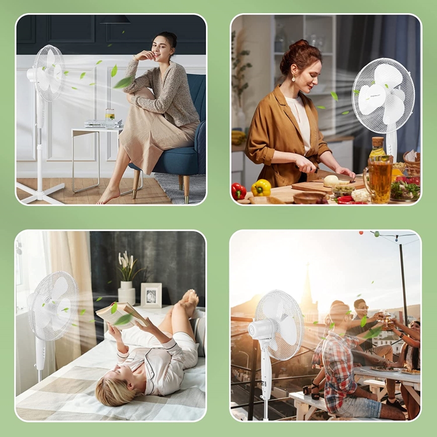 Aigostar - Ventilador de pedestal 45W/230V 120 cm branco
