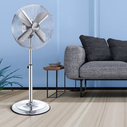 Aigostar - Ventilador de pedestal 50W/230V 44,8 cm cromo brillante