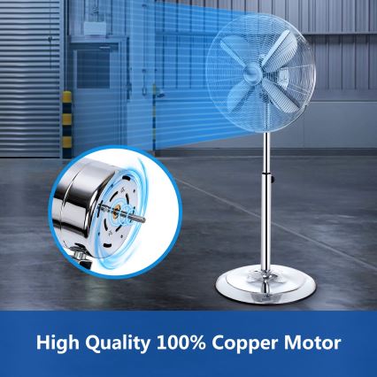 Aigostar - Ventilador de pedestal 50W/230V 44,8 cm cromo brillante