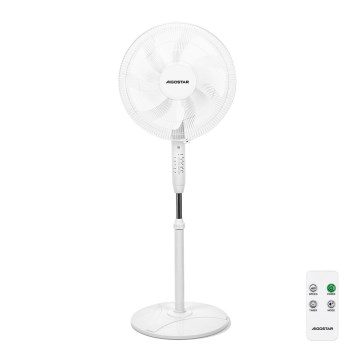 Aigostar - Ventilador de pie 60W/230V blanco + controlo remoto
