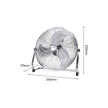 Aigostar - Ventilador de chão 100W/230V cromo brilhante