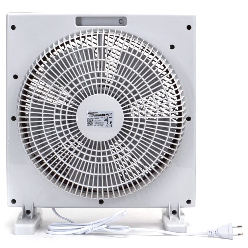 Aigostar - Ventilador de chão 35W/230V diâmetro 30 cm branco/cinza