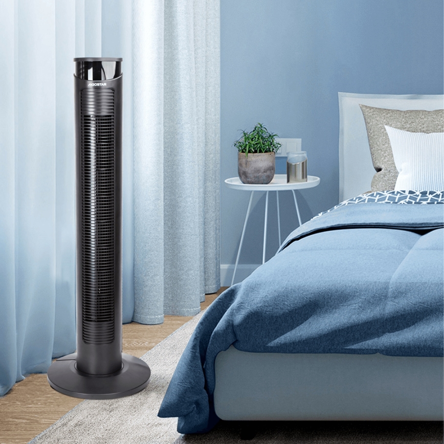 Aigostar - Ventilador de coluna 45W/230V preto + comando à distância