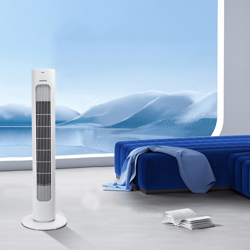 Aigostar - Ventilador de coluna 50W/230V branco + controlo remoto
