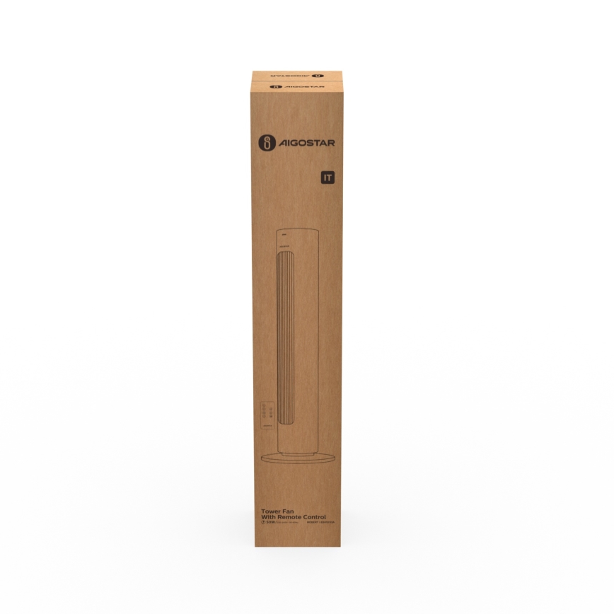 Aigostar - Ventilador de coluna 50W/230V branco + controlo remoto