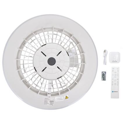 Aigostar - Luminária de teto LED regulável com ventilador LED/40W/230V 2700-6500K diâmetro 48,5 cm branca + controlo remoto