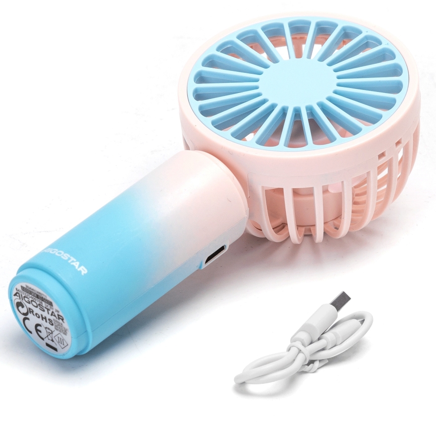 Aigostar - Ventoinha de bolso recarregável 3W/5V 500 mAh USB rosa/azul