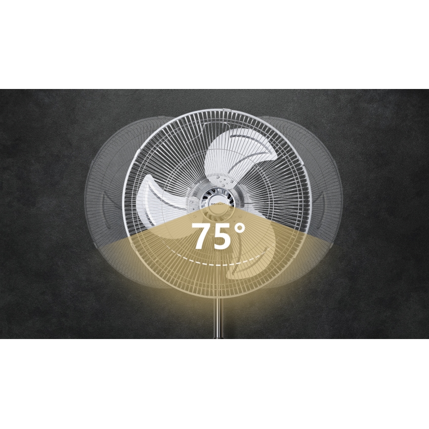 Aigostar - Ventoinha de chão 50W/230V cromado brilhante/preto