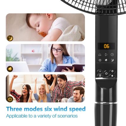 Aigostar - Ventoinha de chão 55W/230V preta + controlo remoto