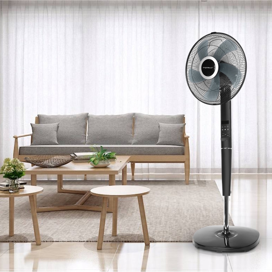Aigostar - Ventoinha de chão 55W/230V preta + controlo remoto